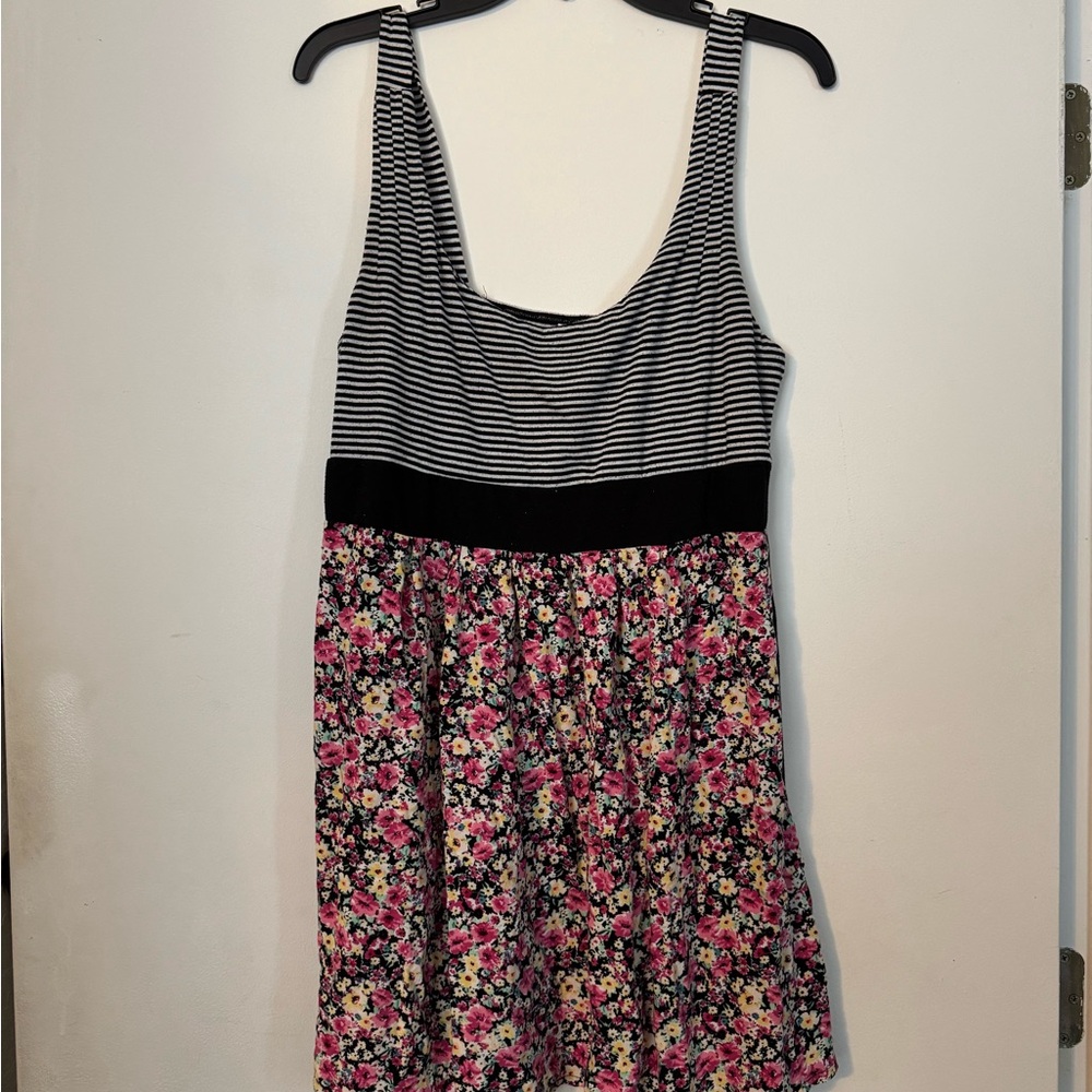 Striped Floral Tank Dress